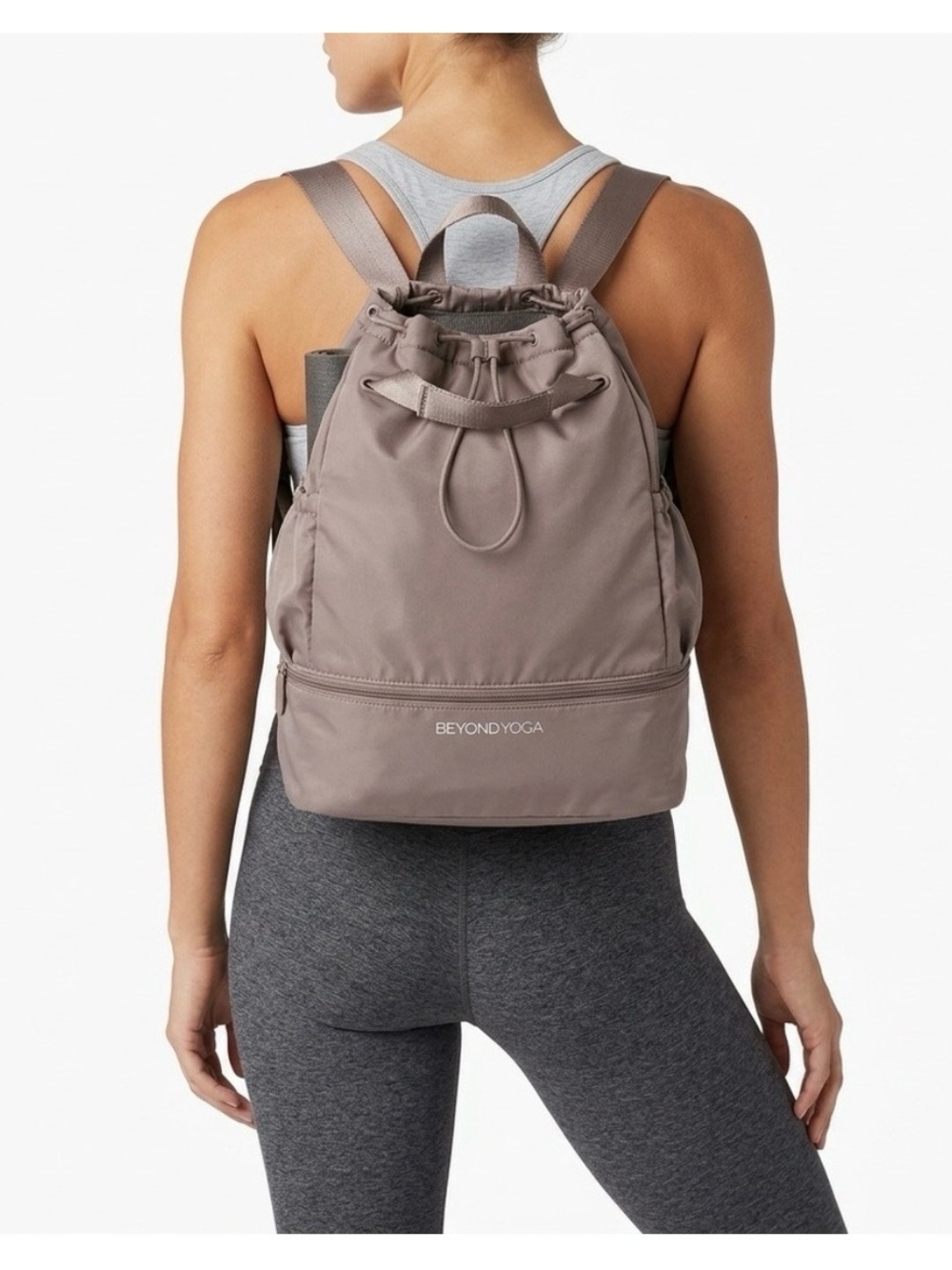 Beyond Yoga Dusty Taupe Drawstring Backpack